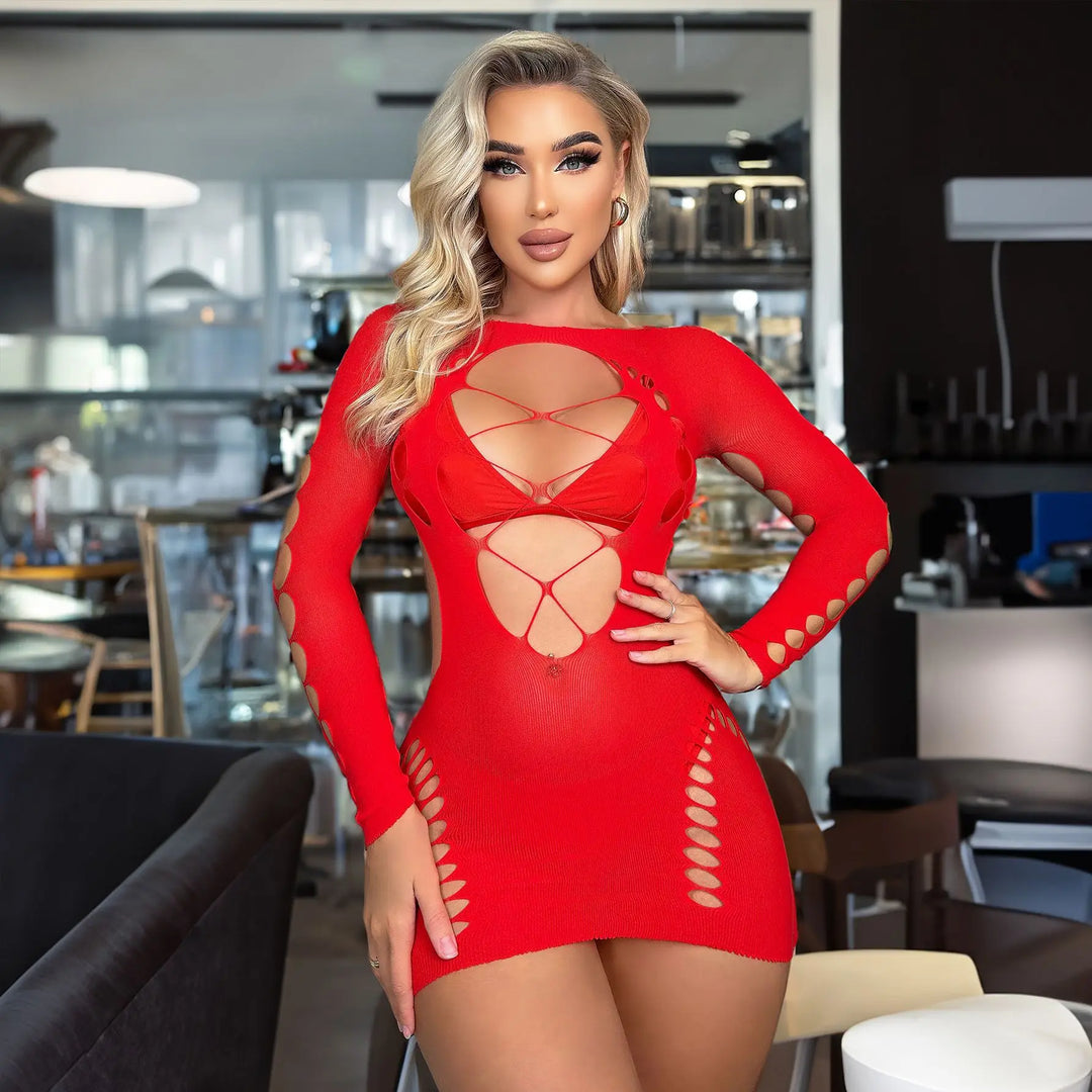 Sexy Lingerie With Sleeve Women  Body Stocking Jumpsuit Back Open Design Famale Bodysuits One Size Fits All W635