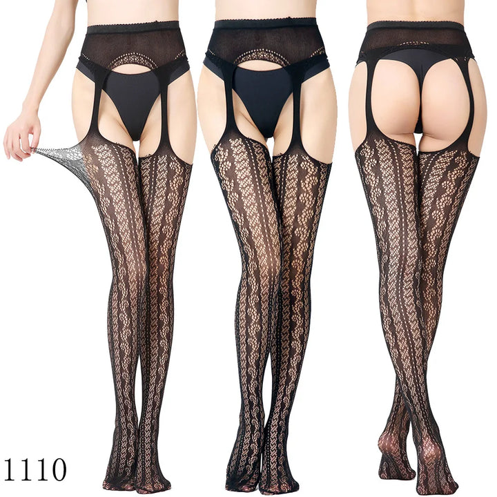 Womens Lingerie Body Garter Belt Thigh High Sheer Nylon Stockings Suspenders Sexy Pantyhose/tights