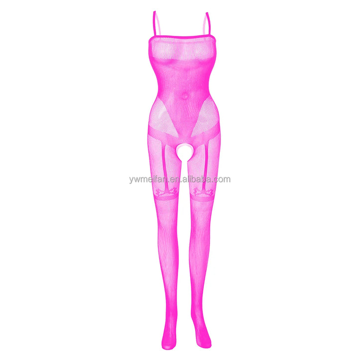 Integrate Garter Belt Pantyhose Women's Sexy Black Nude Fishnets Bodystocking Crotchless Body Stocking Lingerie