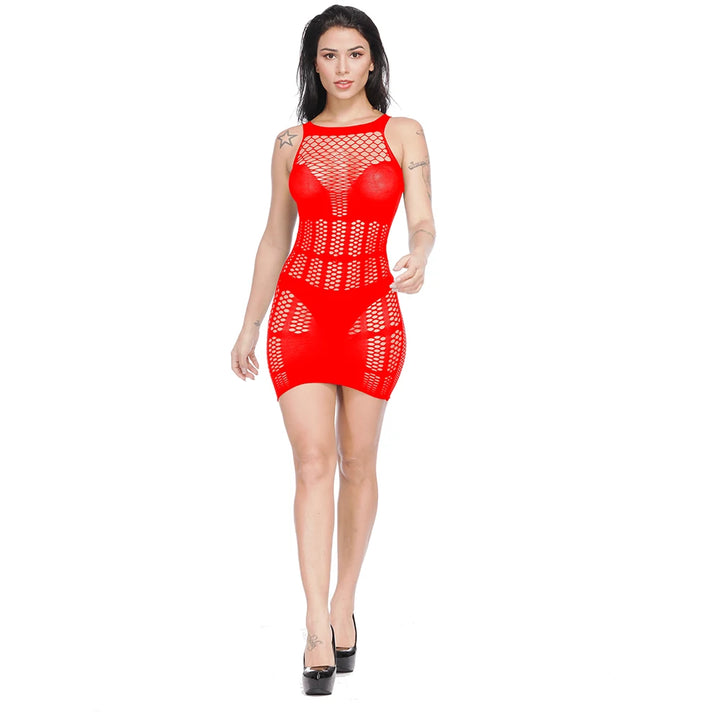 Medias Fishnet Teddy Dress for Women Sexy Body Stocking Lingerie Femme Sexy Erotic Dancewear Strippers Outfit Babydoll
