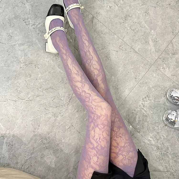 OEM Custom Sexy Mesh Exotic Dancewear Black Lace Large Size Stockings Summer Colorful Fishnet Pantyhose / Tights for Women