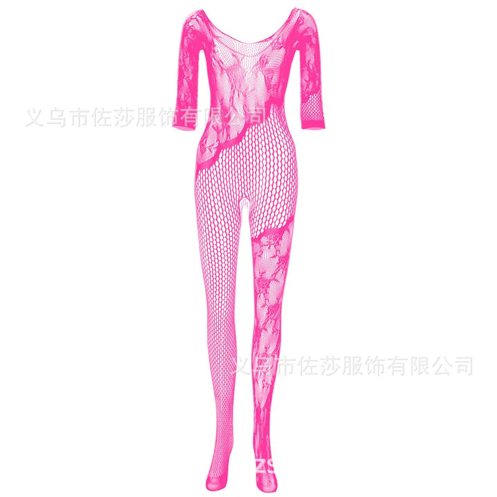 Black Dress Hollow Out Erotic Floral Lace Sexy Fat Women Plus Size Lingerie Fishnet Bodystocking WIth Handcuffs