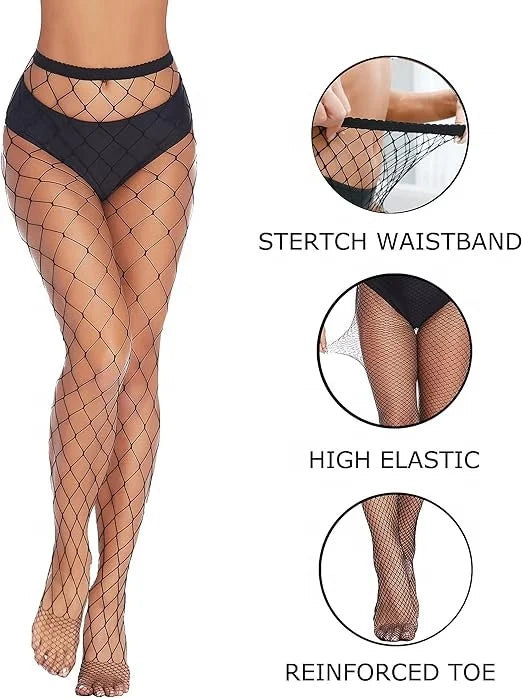Hot Selling High Waist Fishnets Tights 2024 Femme Lingerie Sexy Crotchless Glitter Stockings Fashion Pantyhose White