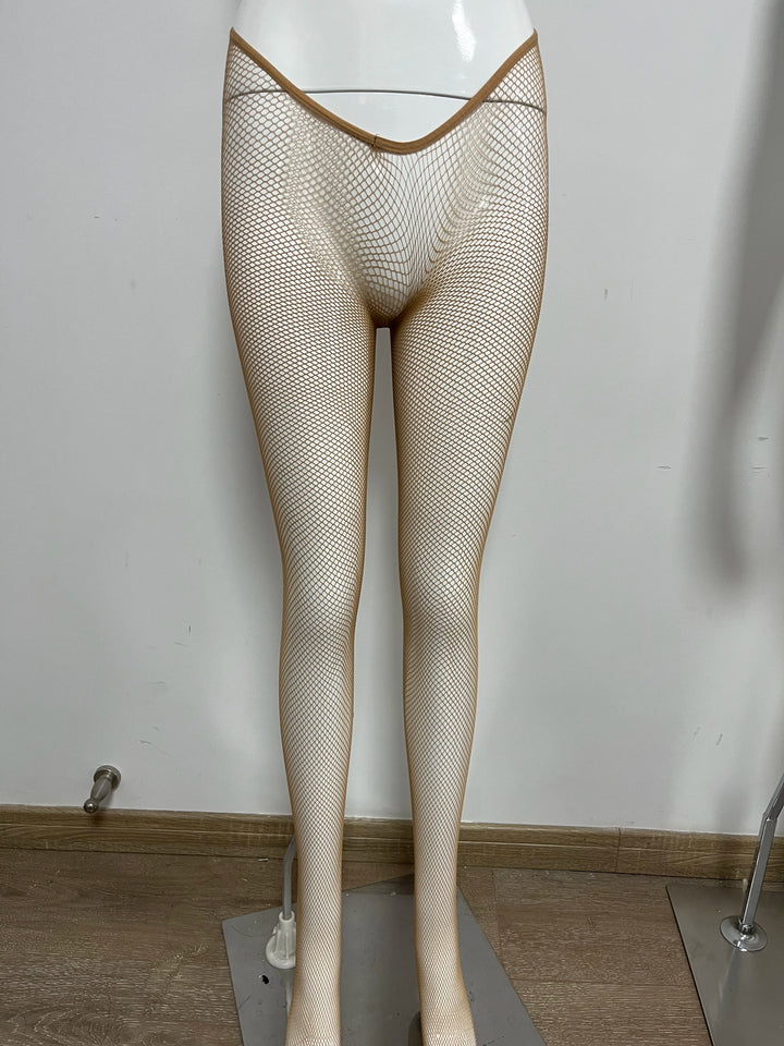 Custom Manufacturer Popular Plus Size Carnival V Cut Stockings for Women  Golden Nude Colors Glitter Fishnet Pantyhose