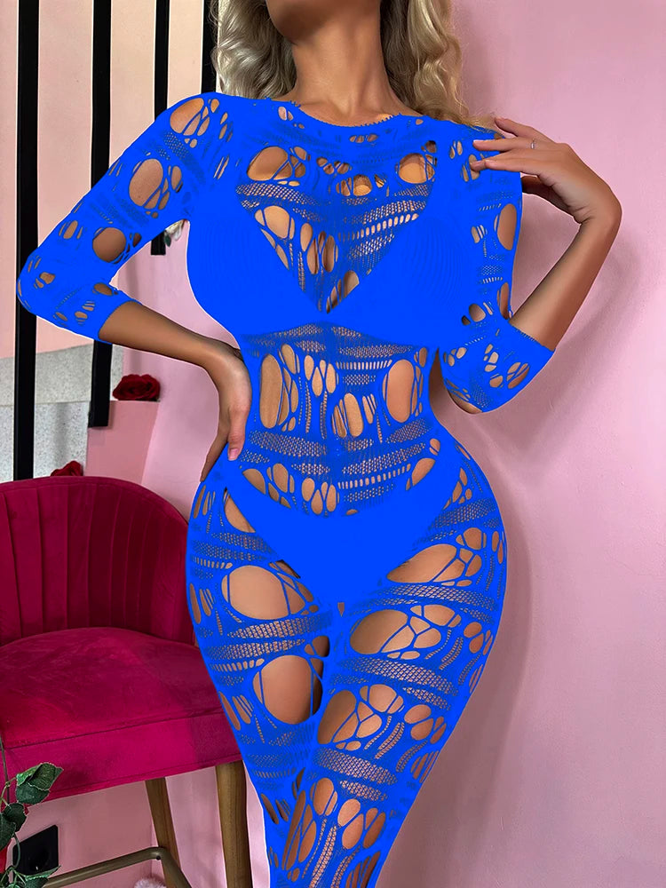 Hot Full Body Hollow Out Bodystocking Adult Women Sexy Crotchless Body Stocking Sexy Erotic Lingerie Dresses Stockings