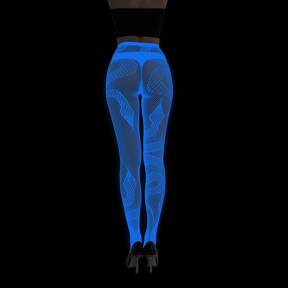 Glow in the Dark Net Socks Sexy Party Luminous Fishnet Pantyhose Women Stocking Tights Sheers Nylon Socks Mesh Pantyhose