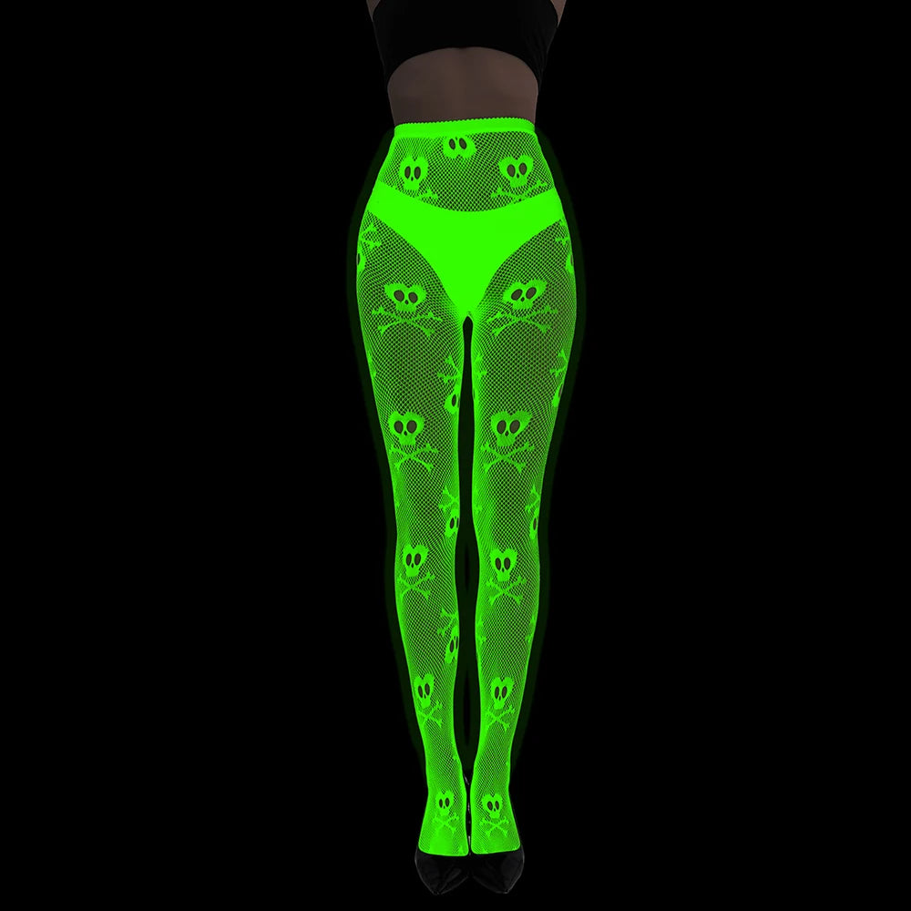 Glow in the Dark Net Socks Sexy Party Luminous Fishnet Pantyhose Women Stocking Tights Sheers Nylon Socks Mesh Pantyhose