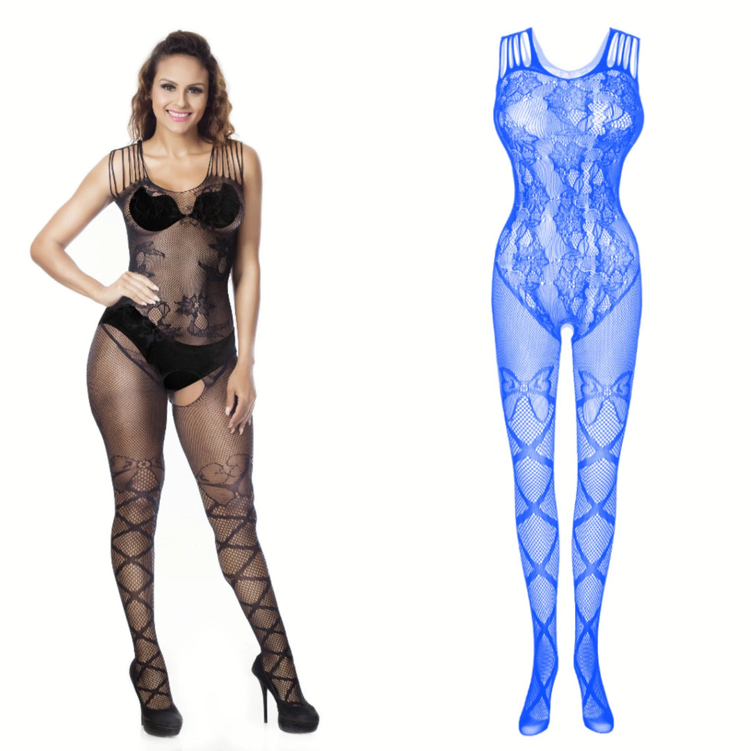 Plus Size Sexy Fishnet Bodystocking Lingerie Bows Seduction Sheer Mature Girls Sexy Black Crotchless Body Stocking
