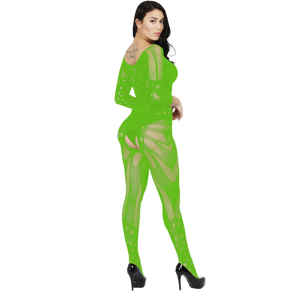 Custom Women's Sexy Crotchless Body Stocking Fishnets Nylon Hosiery Stockings Full Body Mesh Bodysuit Sexy Lingerie