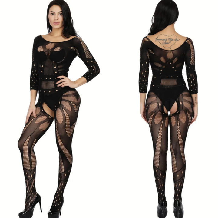 Custom Women's Sexy Crotchless Body Stocking Fishnets Nylon Hosiery Stockings Full Body Mesh Bodysuit Sexy Lingerie