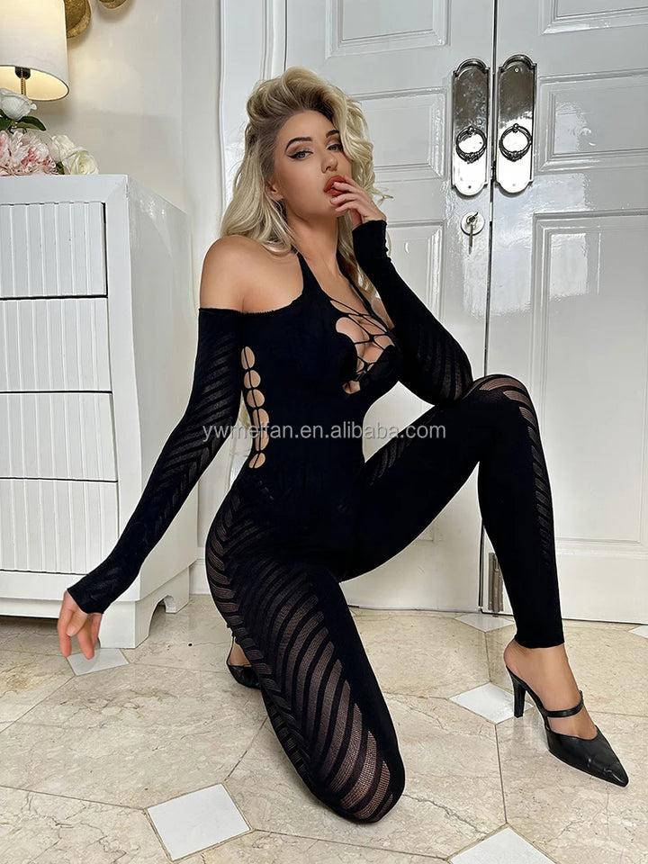 2024 AW Thick Fishnet Bodystocking Women's Sexy Lingerie Warm Underwear Stockings Full Body 2023 Lingerie Femme Sexy