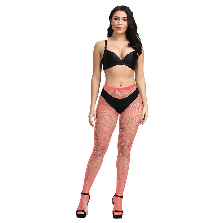 Rhinestone Gem Pantyhose Tights Women Sexy Nylon Hosiery Stockings Costumes Party Bling Lingerie Candy Color Leggings