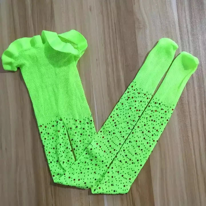 Kids Kawaii Pattern Mesh Shiny Rhinestone Fishnet Tights Girls Fishnet Stockings for Princess Dress High Waist Mesh Tights