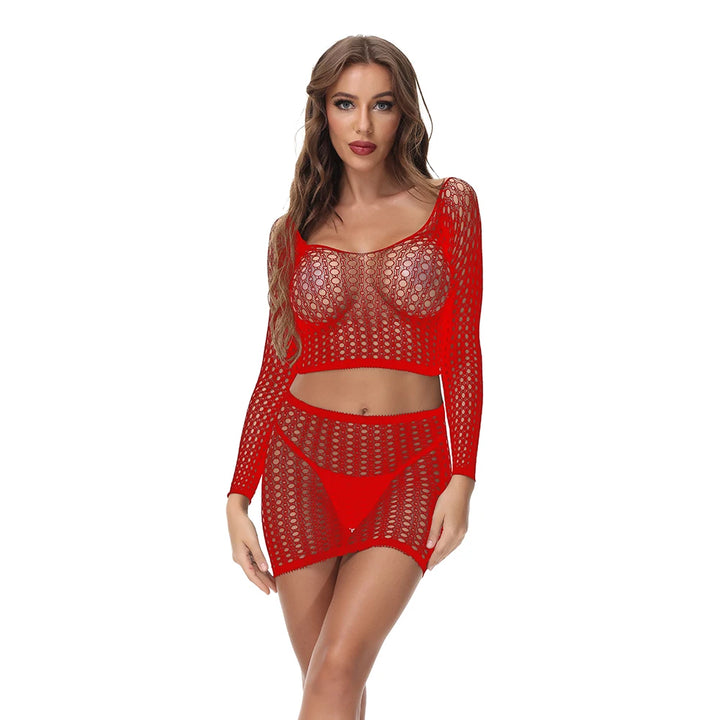 Two Piece Lingerie Underwear Women's Sets Bodysuit Long Sleeve Bodystocking Dress Swimwear & Beachwear