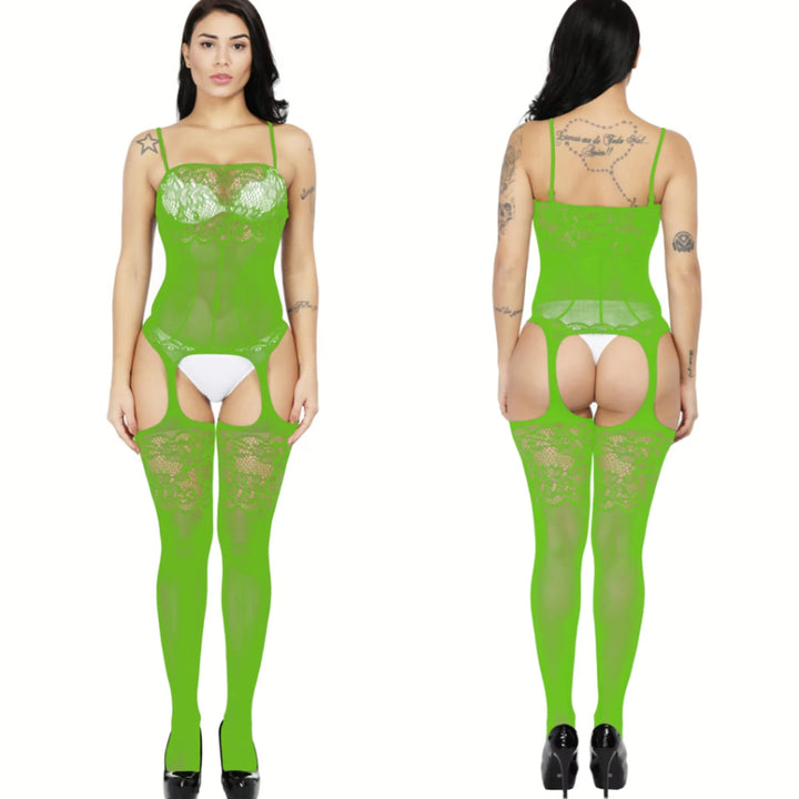 2024 Black Stocking Full Body Women's Sexy Cutout Lace Transparent Crotchless Bodystocking Lingerie Women's Hosiery