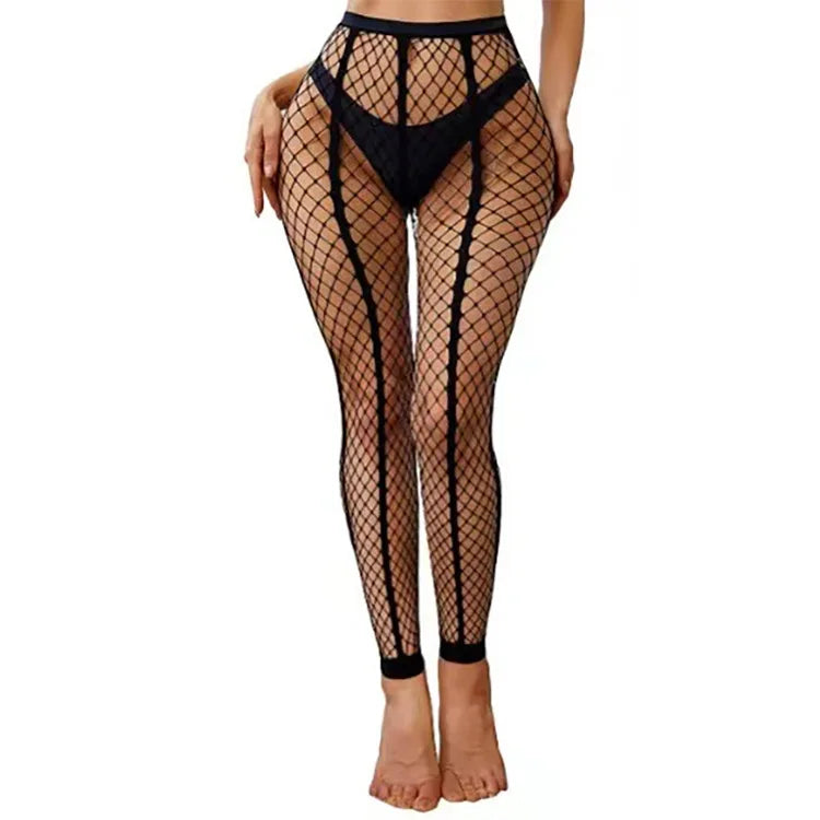 Hot Selling Womens Nylon Hosiery Pantyhose Tights Sexy Fishnet Tights Hollow Out Sexy Silk Lace Crotchless Stockings