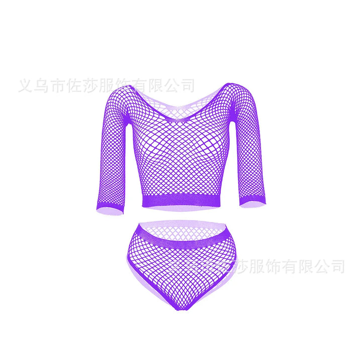 Sexy Mini Bodydress Set Mesh Nets Full Body Stocking Lingerie Women Polyester Seamless Body Stocking Dress