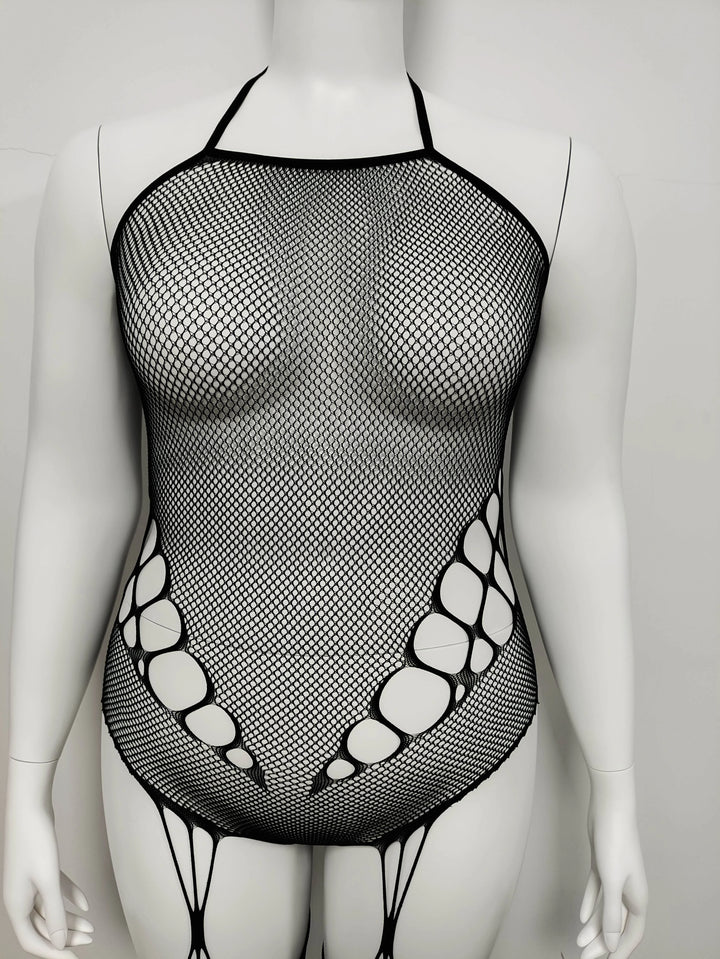 OEM Sexy Mature Women Plus Size Lingerie 2024 Femme Lingerie Sexy Crotchless Bodystockings Halter Belt Bodysuit