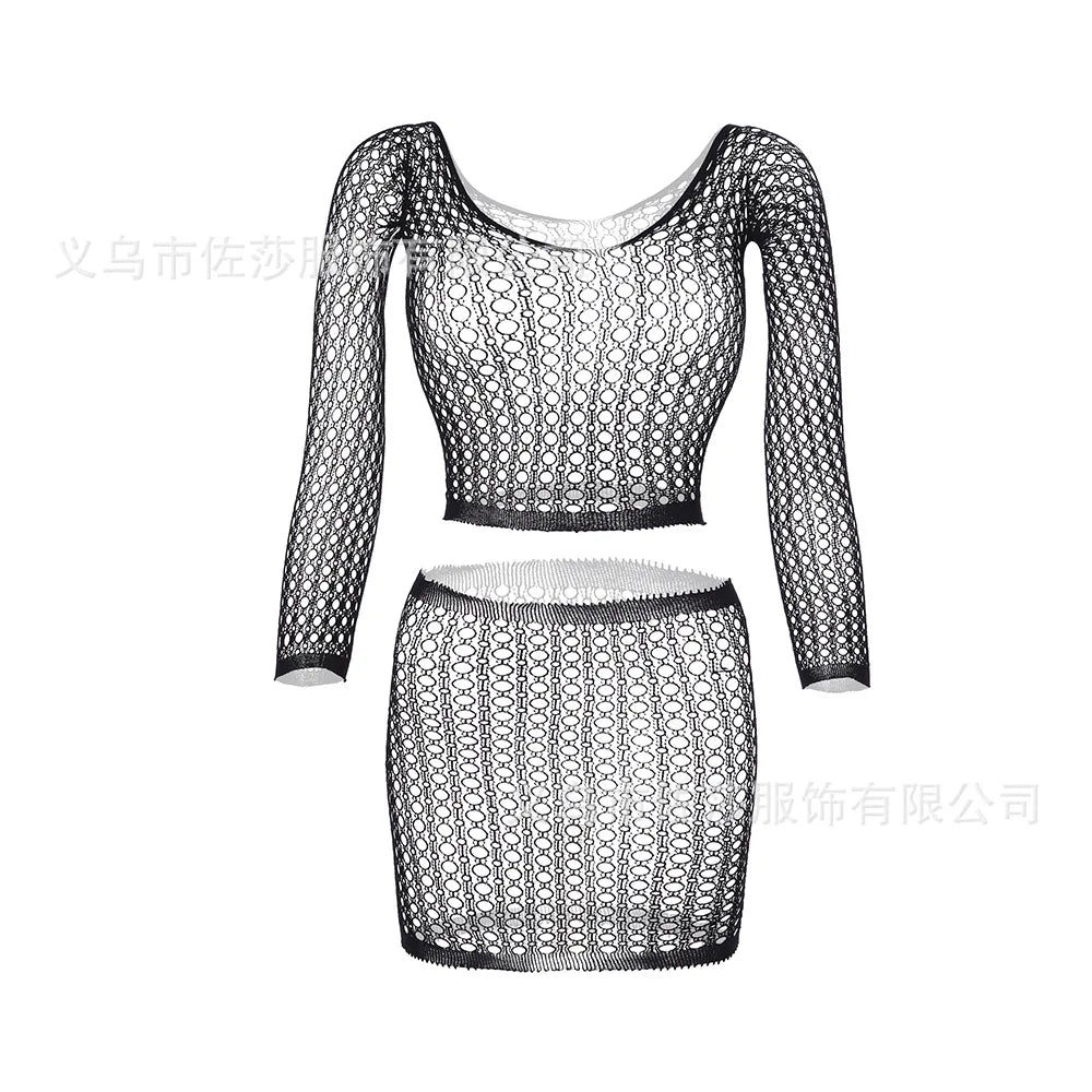 2023 Design Hot Sell Lace Trim Back Crisscross Sexy Hot Net Bodystocking Women Sexy Lingerie Bodystocking for Women