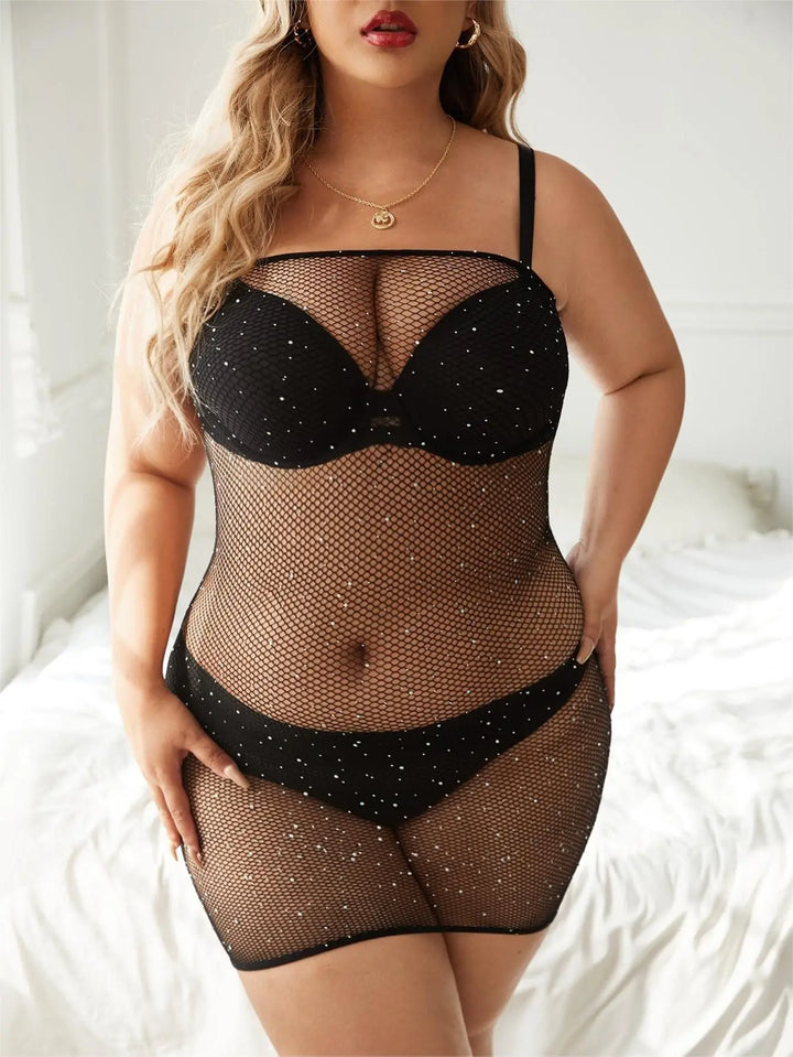 Wholesale Plus Size Sexy Hot Fishnet Bodystocking Lingerie Black Transparent Lace Bow Decoration Sizes XL 3XL for Fat Women ODM