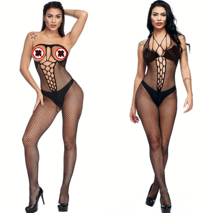 Crotchless Straight Into Women's Sexy Bare-Chested Bodystocking Lingerie Mesh Sheer Bodysuit  Nylon Hosiery Stockings