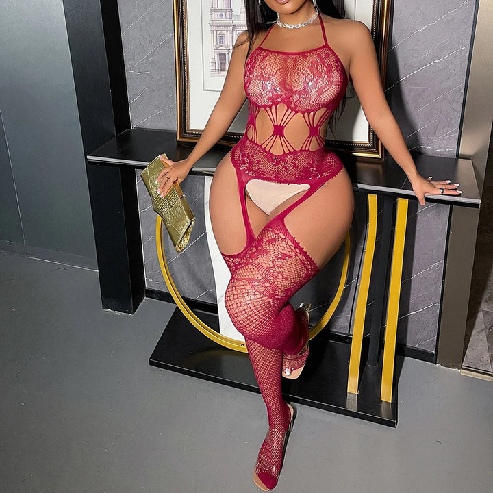 See Through Jumpsuit Full Body Stocking for Women One Piece Long Sleeve Bodysuit Sexy Lingerie Body Shaper G078