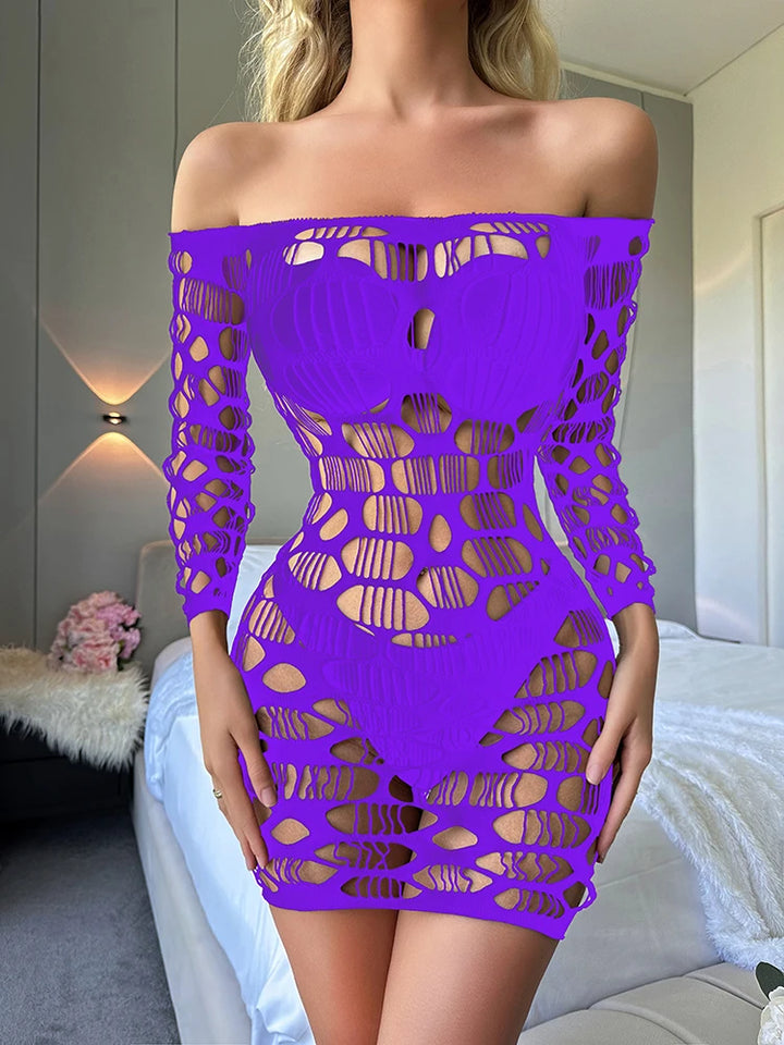 2024 Femme Lingerie Sexy Nylon Bodystocking Women Sexy Erotic Lingerie Stockings Hollow Out Rainbow Fishnets Dress