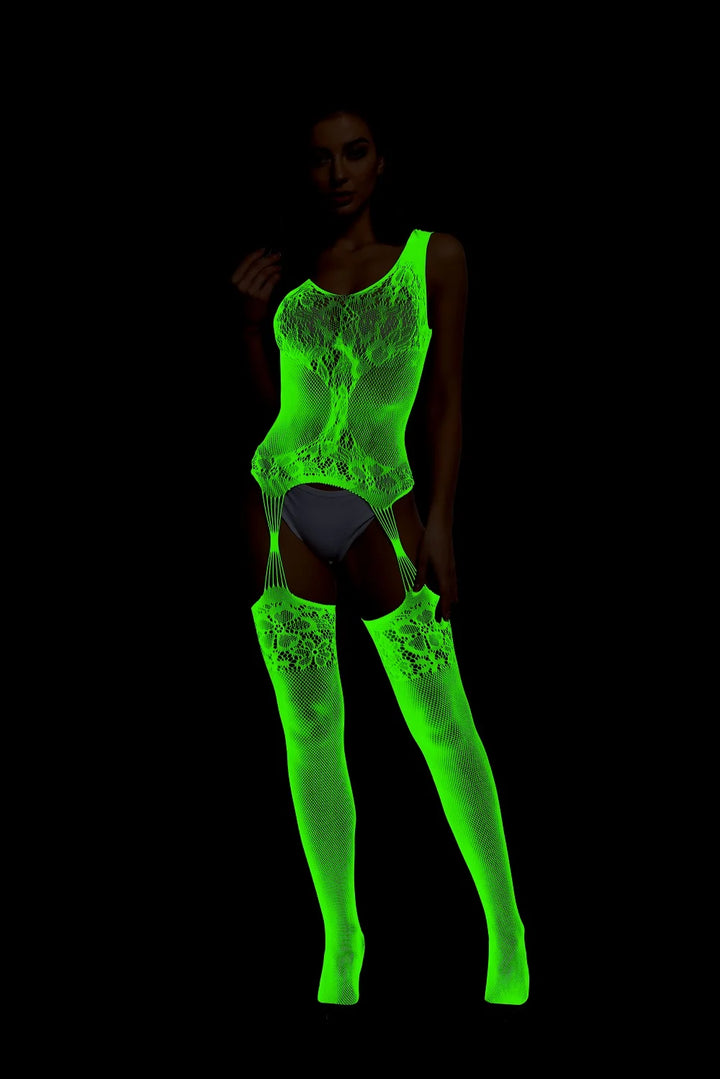 Sexy Stockings Glow in the Dark Women High Quality Fishnet Skinny Luminous Tight Pantyhose Hollow Out High Thigh Dancewear
