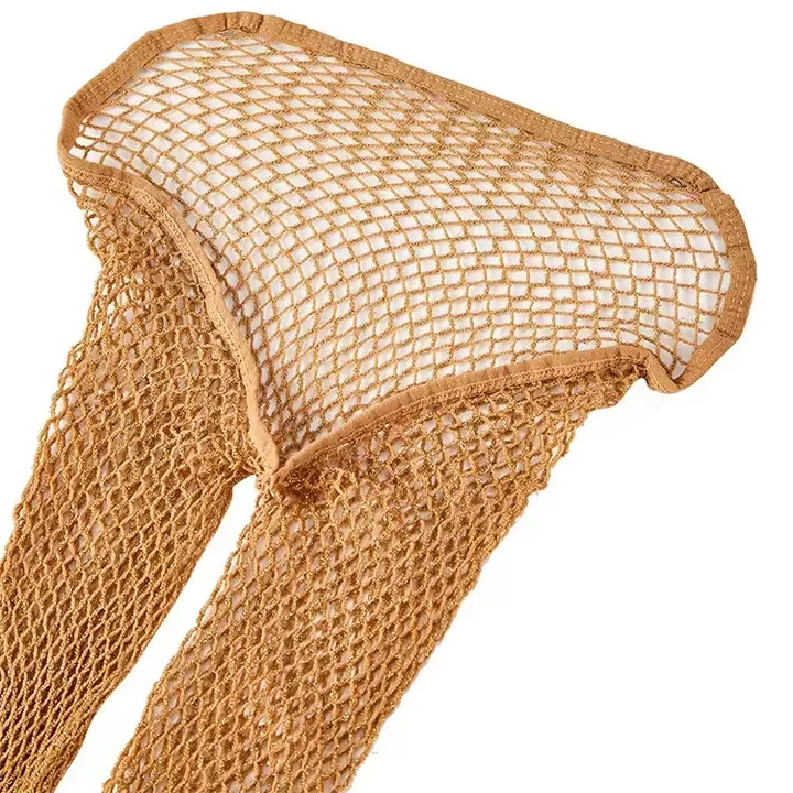 Sexy Fishnets Stockings for Carnival V-cut Glitter Golden  Bodystocking Custom Women Pantyhose