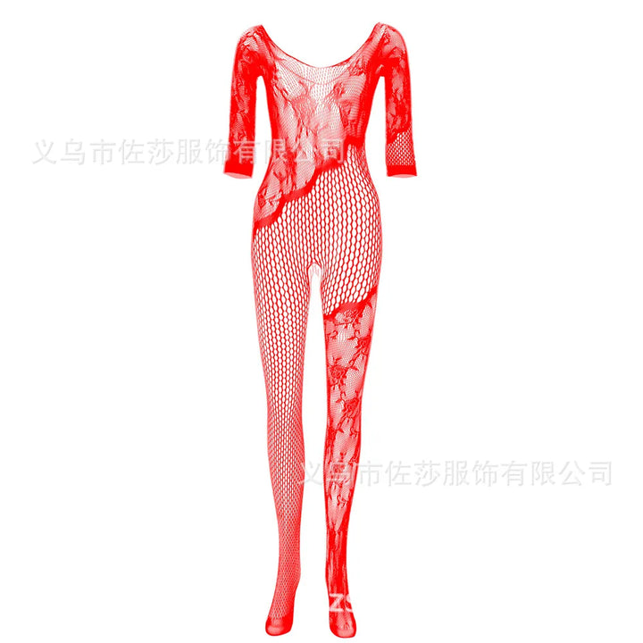 Black Dress Hollow Out Erotic Floral Lace Sexy Fat Women Plus Size Lingerie Fishnet Bodystocking WIth Handcuffs
