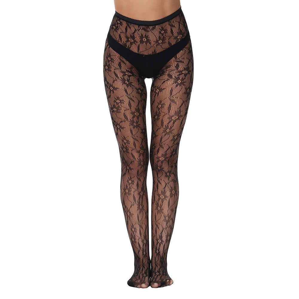 Stylish Medias De Rejilla Women Floral Fishnet Stockings Collant Femme Pantyhose Casual Daily Hosiery Thin High Tights