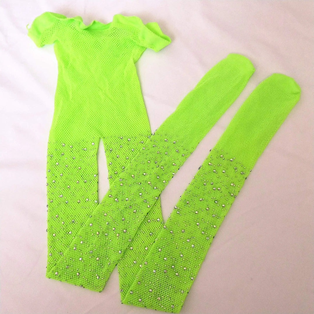 Girls Glitter Fishnet Tights Glitter Baby Leggings Mesh Carnival Stockings Sparkle Rhinestone Hollow Out Pantyhose
