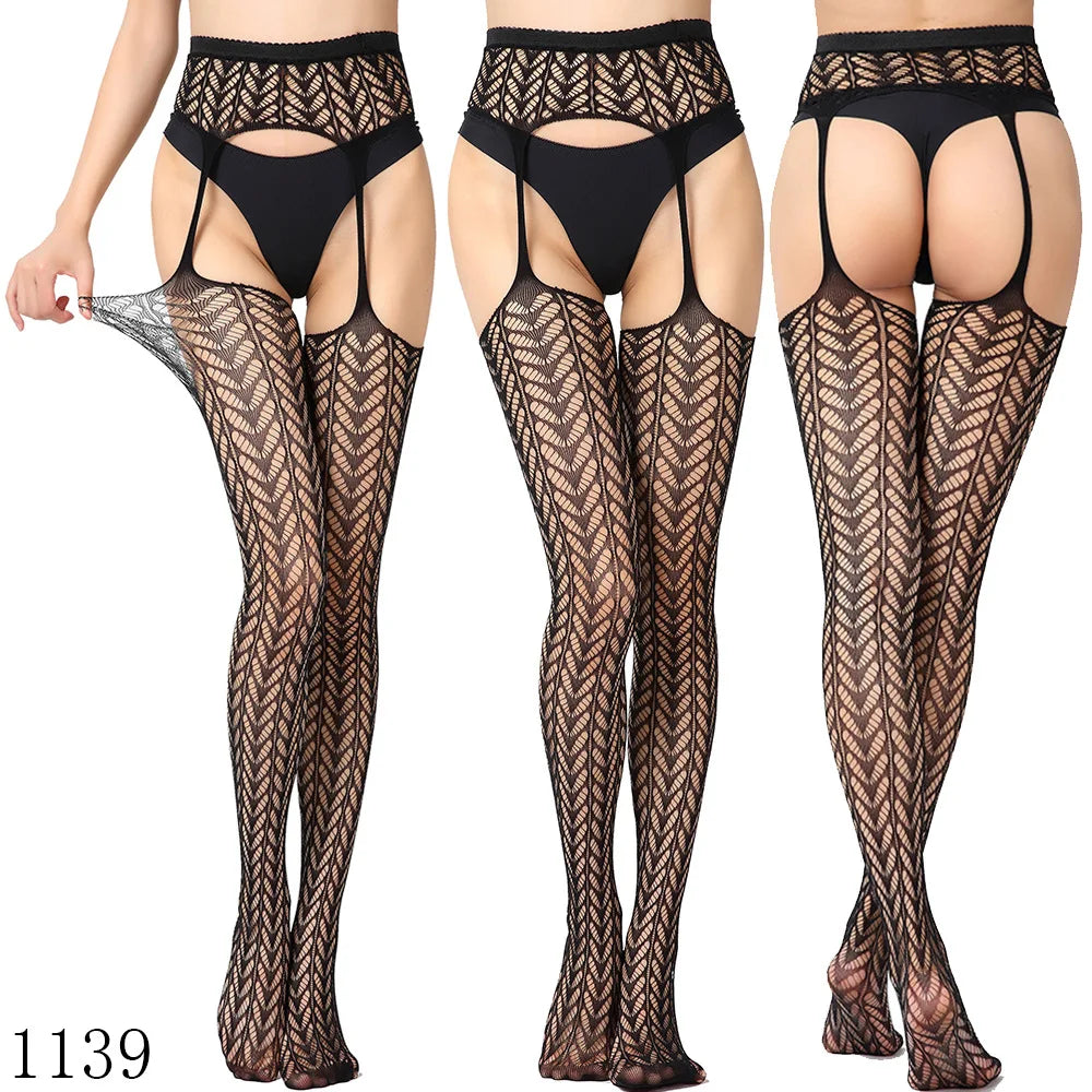 Womens Lingerie Body Garter Belt Thigh High Sheer Nylon Stockings Suspenders Sexy Pantyhose/tights