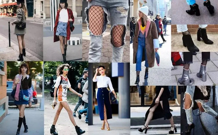 UYW Open Crotch on All Sides Fishnet Stockings Womens High Waist Tights Sexy Sheer Mesh Pantyhose
