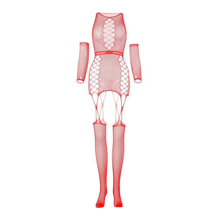 Women Sexy Lingerie Bodysuits Long Sleeve Open Crotch Mesh Sling Body Stockings Costumes Fishnet Suspender Bodystocking