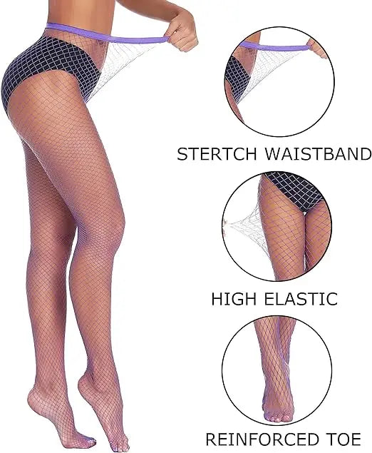 Hot Selling High Waist Fishnets Tights 2024 Femme Lingerie Sexy Crotchless Glitter Stockings Fashion Pantyhose White