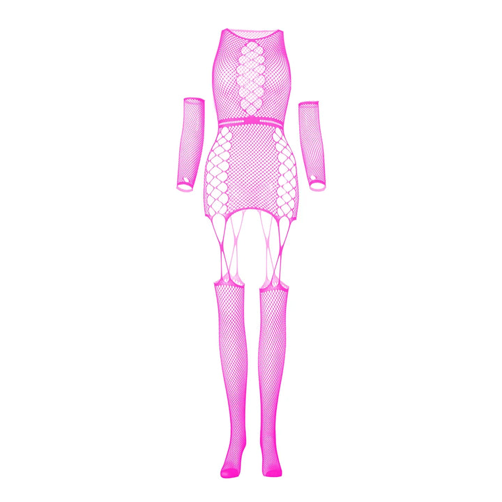 Women Sexy Lingerie Bodysuits Long Sleeve Open Crotch Mesh Sling Body Stockings Costumes Fishnet Suspender Bodystocking