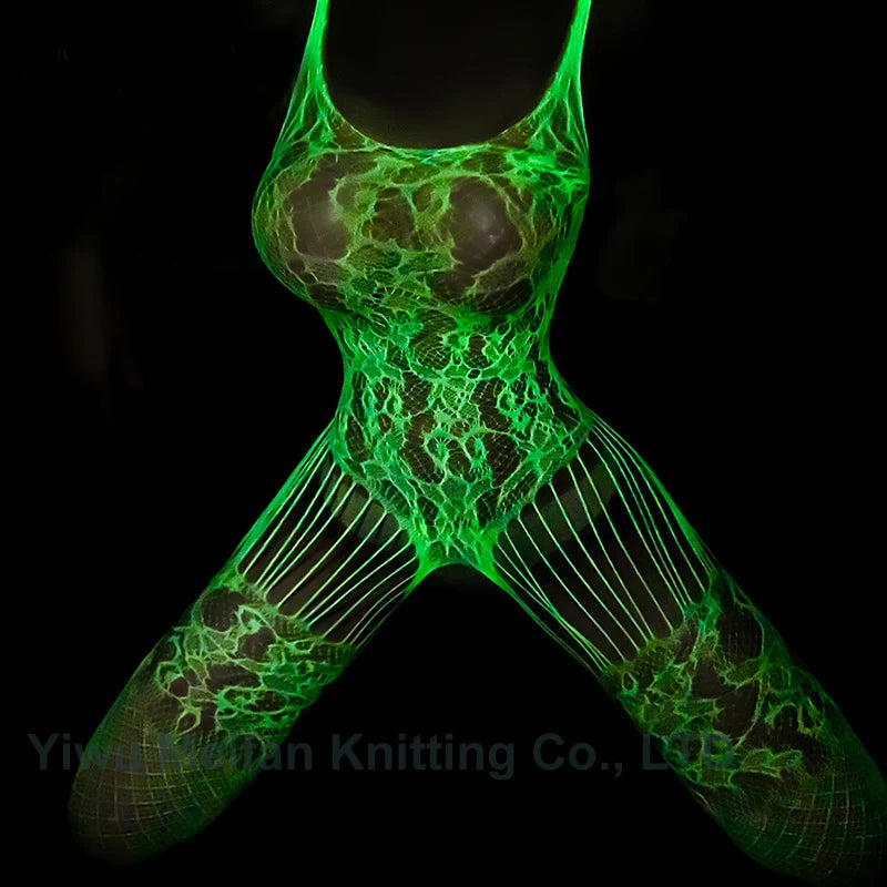 Glow in the Dark Fishnet Stockings Lingerie Body Stocking Luminous Glowing Fishnet Underwear Bodystockings for Women