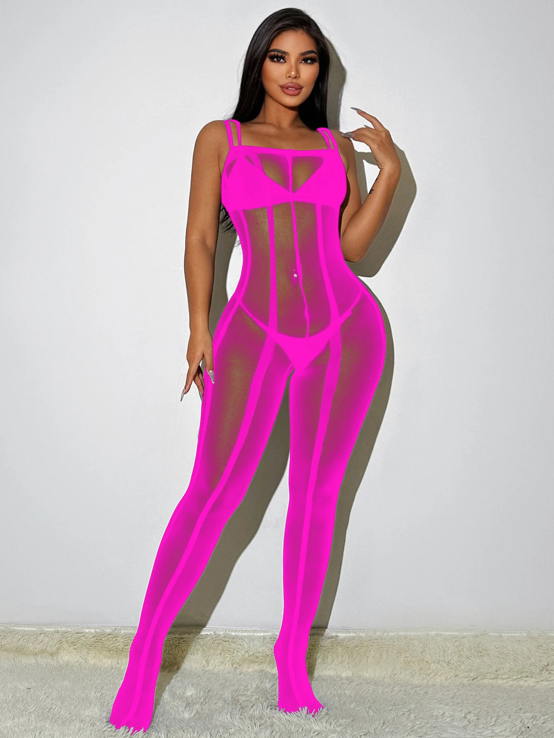 2025 New Silk Full Body Stockings Sexy Exotic Mesh Transparent Bodysuit Crotchless Lingerie Women G045