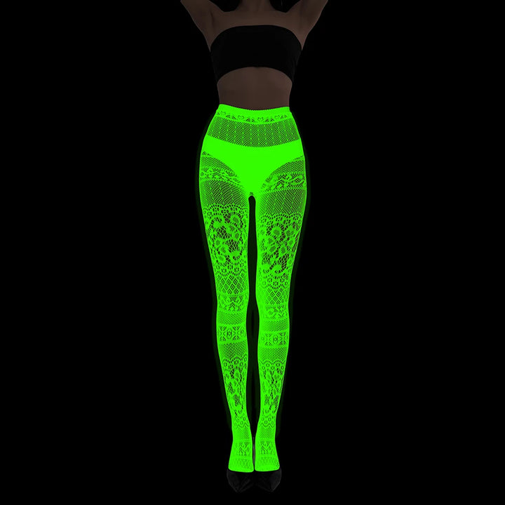 Glow in the Dark Net Socks Sexy Party Luminous Fishnet Pantyhose Women Stocking Tights Sheers Nylon Socks Mesh Pantyhose