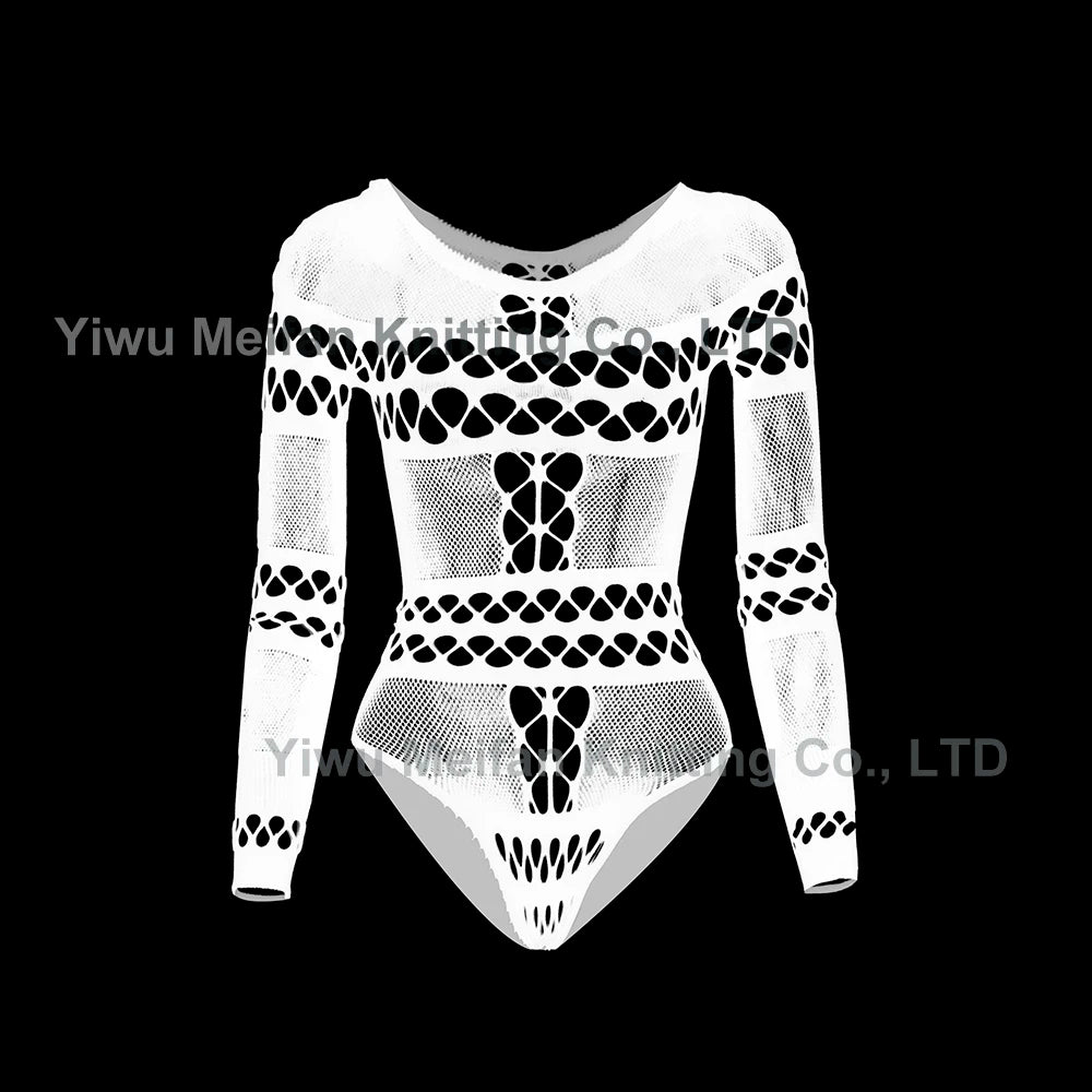 2024 Hot Transparent Costumes High Fashion Designer Mature Sheer Long Sleeve Lingerie Femme Sexy for Chubby Women