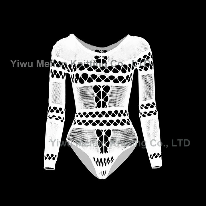 2024 Hot Transparent Costumes High Fashion Designer Mature Sheer Long Sleeve Lingerie Femme Sexy for Chubby Women
