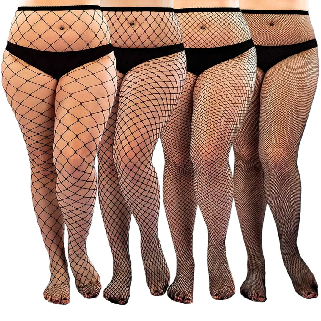 Wholesale Women's Plus Size Sexy Mesh Pantyhose Transparent Thin High Tights with Hollow Out Leggings Fishnet Stocking 1 PCS