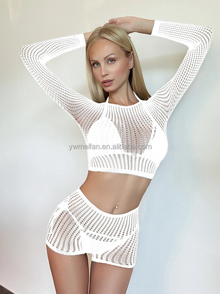 Manufacturer New Sexy Vintage Body Dolls Lingerie 2pcs Set Women Sexy  Full Sleeve Clothing Rhinestone Body Stocking