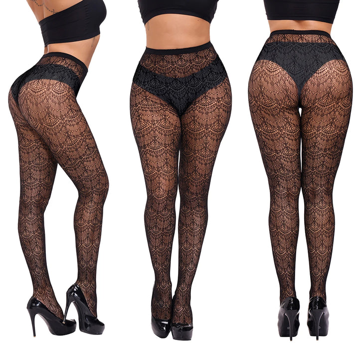 Plus Size Nylon Fishnets Pantyhose Tights 220lbs  Women's Jacquard  Hosiery Stockings Women's High Waist Pantys Medias