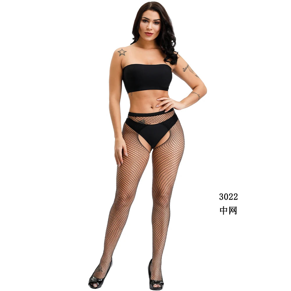 Tights Vendors High Waist Suspender Tights Womens Lace Mesh Patterned Tight Sheer Mesh Stocking Cheap Body Fishnets Stocking