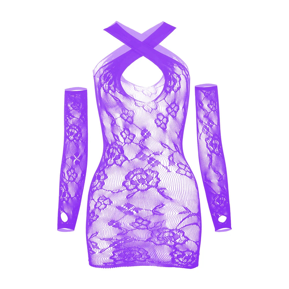 2024 Designer Jacquard Floral Mesh Sexy Lingerie Women's Fishnets Bodystocking Sexy Crotchless Body Stocking Jumpsuit