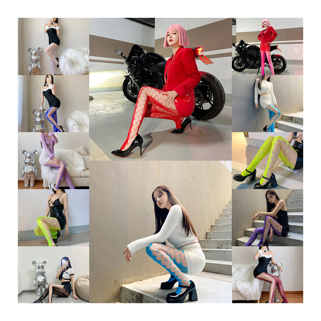 Sheer Collant Femme Fishnet Leggings Pantyhose Pantimedias Womens Lace Hollow Out Body Stockings Seamless Tights