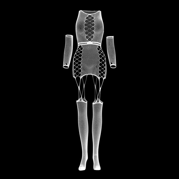 Women Sexy Lingerie Bodysuits Long Sleeve Open Crotch Mesh Sling Body Stockings Costumes Fishnet Suspender Bodystocking
