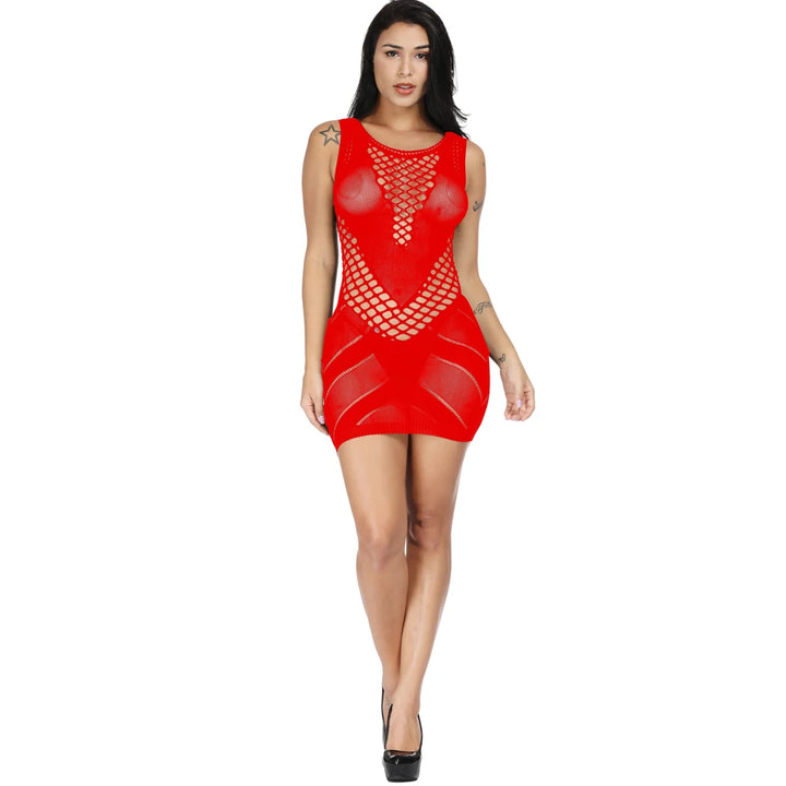 Crystal Rhinestone Sexy Mesh Lenceria Para Mujer Women Sexy Fishnets Bodystocking Dress